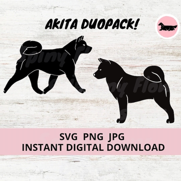 Akita Duopack Dog 2-Pack Gaiting Digital Download SVG JPG PNG clipart