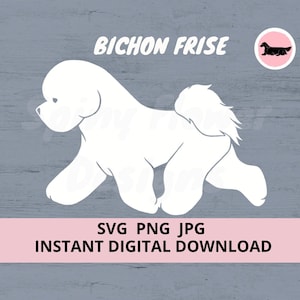 Bichon Frise Dog Gaiting Digital Download SVG JPG PNG