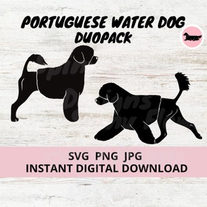 Portuguese Water Dog 2-pack Duopack Digital Download SVG JPG PNG Clipart