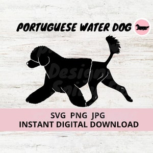 Portuguese Water Dog Gaiting Digital Download SVG JPG PNG Clipart