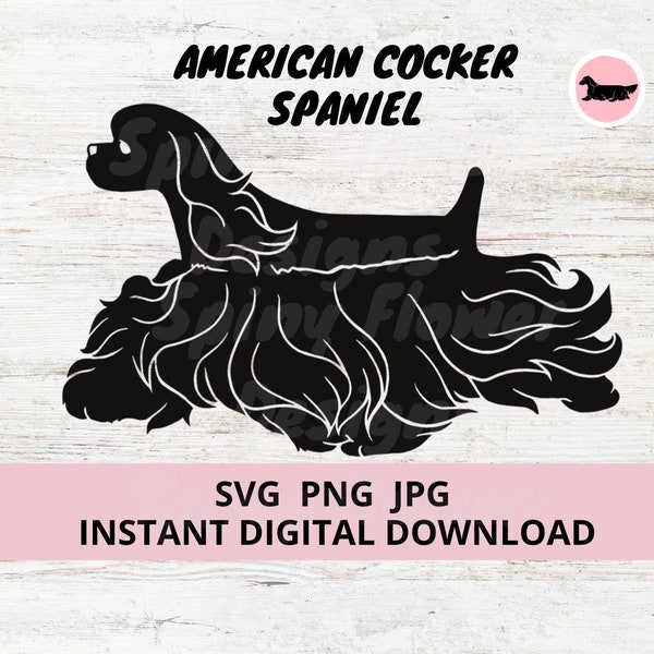 American Cocker Spaniel Dog Gaiting Digital Download SVG JPG PNG clipart