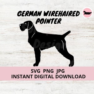 German Wirehaired Pointer Deutsch Drahthaar Dog Stacked Digital Download SVG JPG PNG Clipart