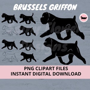 Pacchetto di cani Griffon di Bruxelles che camminano Download digitale PNG Clipart