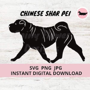 Chinese Shar Pei Dog Gaiting Digital Download SVG JPG PNG Clipart