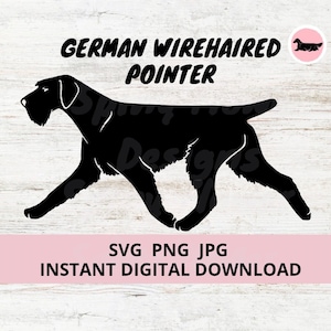 German Wirehaired Pointer Deutsch Drahthaar Dog Gaiting Digital Download SVG JPG PNG Clipart
