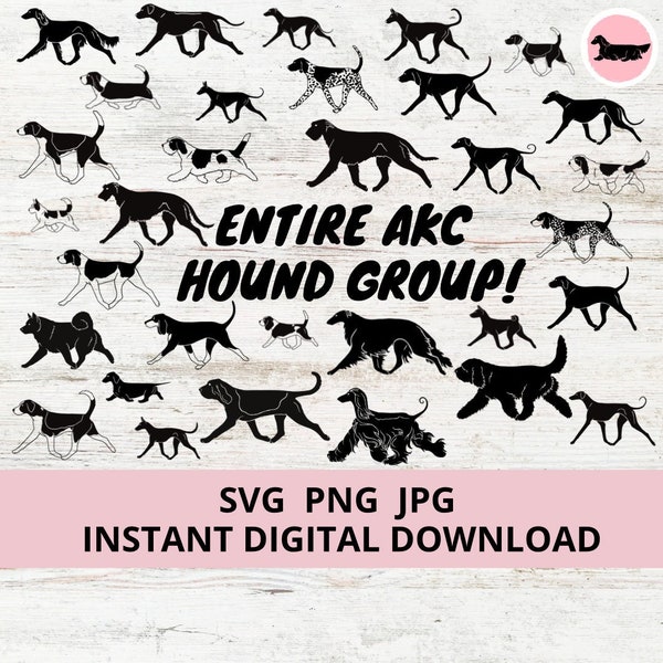 Entire AKC Hound Group Gaiting Bundle of 132 Files!! Instant Digital Download SVG jpg png