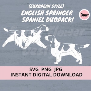 English Springer Spaniel European Style Dog 2-pack duopack  Digital Download SVG JPG PNG Clipart