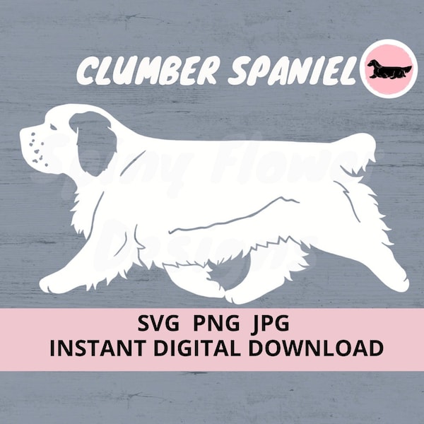 Clumber Spaniel Dog Gaiting Digital Download SVG JPG PNG Clipart