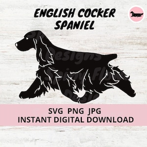 English Cocker Spaniel Dog Gaiting Digital Download SVG JPG PNG clipart