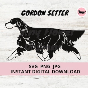 Gordon Setter Dog Gaiting Digital Download SVG JPG PNG Clipart