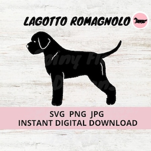 Lagotto Romagnolo Dog Standing Digital Download SVG JPG PNG Clipart