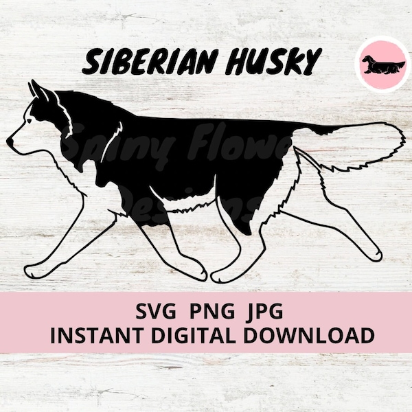 Siberian Husky Dog Gaiting Digital Télécharger SVG JPG PNG