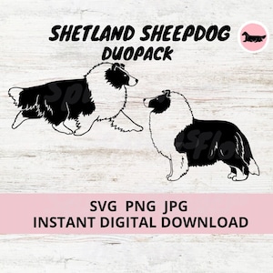 Shetland Sheepdog 2-pack duopack Dog Digital Download SVG JPG PNG Clipart