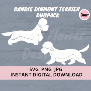 Dandie Dinmont Terrier Duopack Dog 2-Pack Digital Download SVG JPG PNG Clipart
