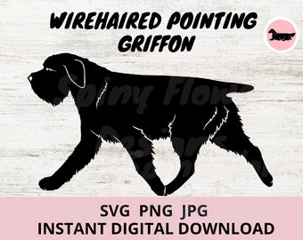 Wirehaired Pointing Griffon Korthals Griffon gaiting Dog Digital Download SVG JPG PNG Clipart