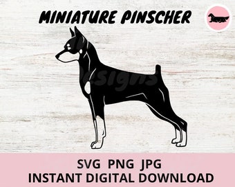 Miniature Pinscher Dog Standing Digital Download SVG JPG PNG Clipart