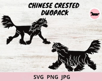 Chinese Crested Duopack 2-pack Dog Gaiting Digital Download SVG JPG PNG Clipart