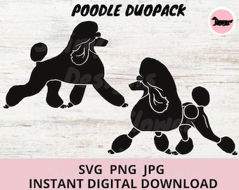 Poodle Duopack Dog 2-pack Digital Download SVG JPG PNG Clipart