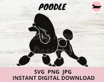 Poodle (Continental Clip) Dog Gaiting Digital Download SVG JPG PNG Clipart