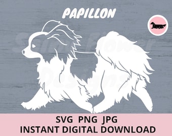 Papillon Dog Gaiting Digital Download SVG JPG PNG Clipart