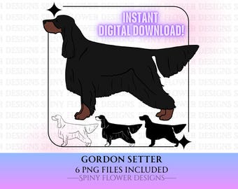 Gordon Setter Dog Stacked Standing Digital Download Clipart PNG file