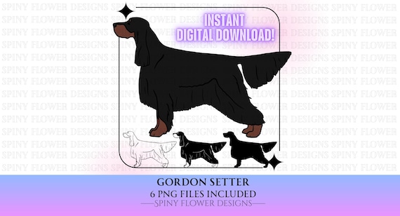 Gordon Setter Dog Stacked Standing Digital Download Clipart PNG file