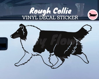 Collie Dog (Rough Coat) Vinyl Decal / Bumper Sticker