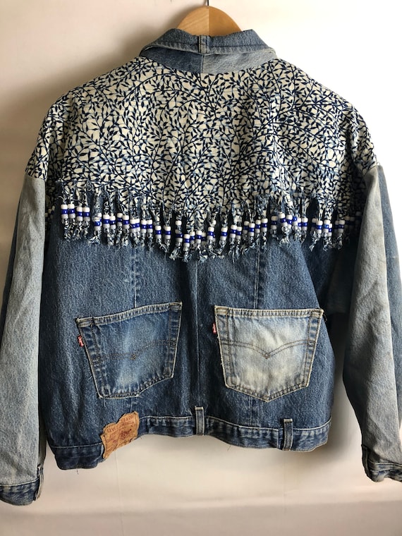 Beaded Patchwork Denim Jacket