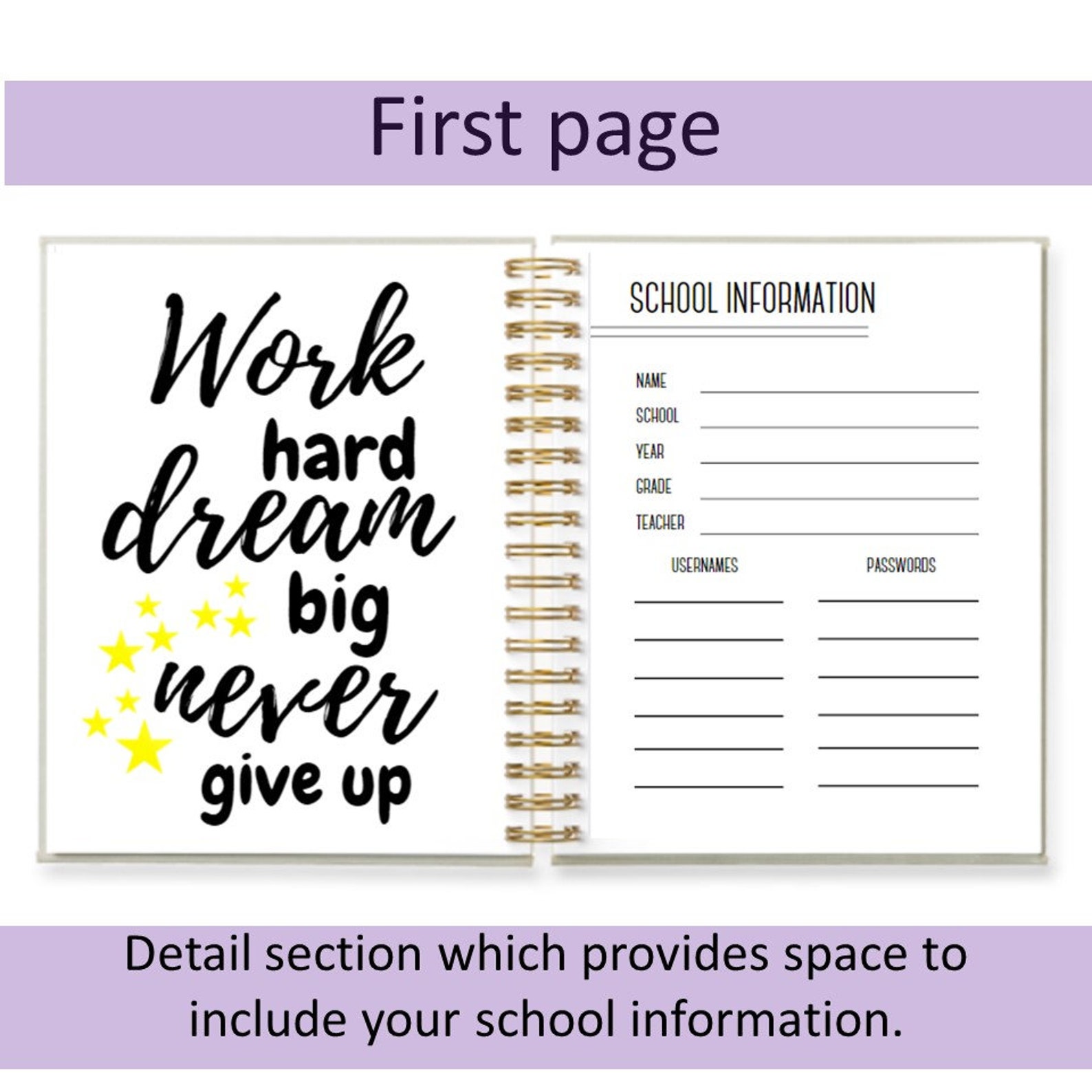 Personalized Student Planner Choice of Designs Yearly Etsy