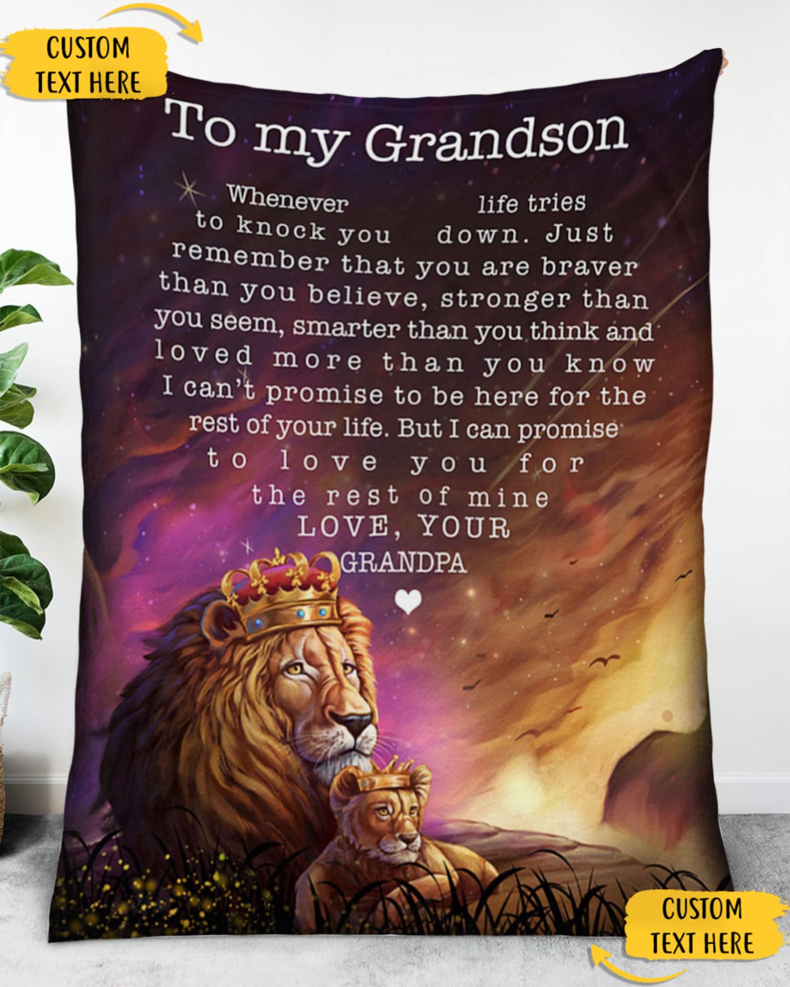 Personalized Blanket To My Grandson From Grandma Grandpa Etsy