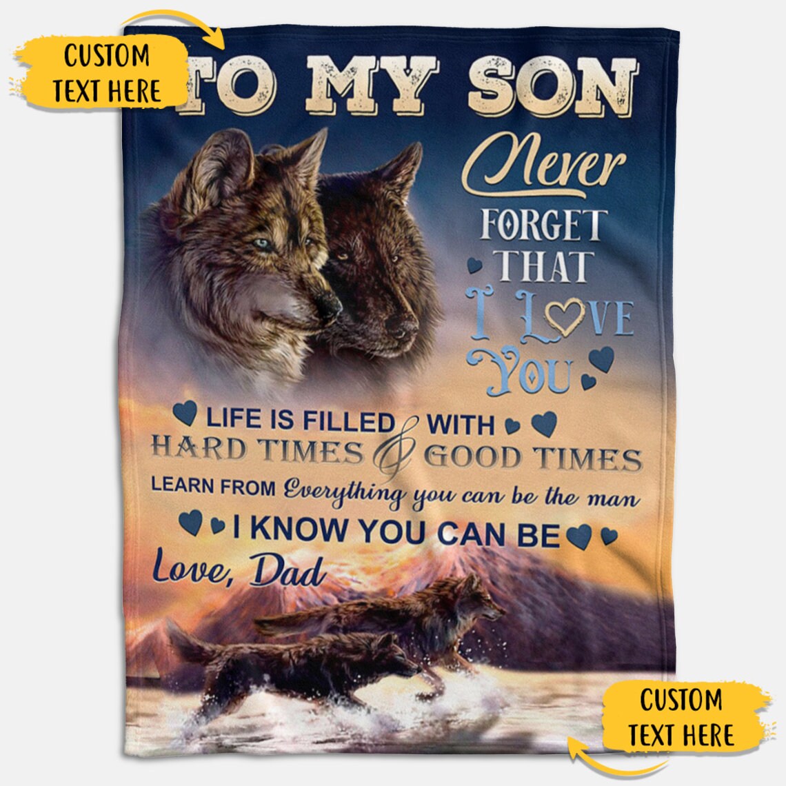 To My Son Blanket From Dad or Mom Personalized Throw Blankets Etsy