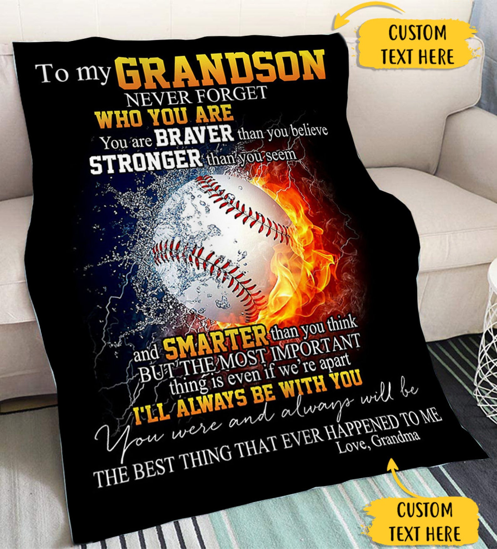 Personalized Blanket To My Grandson From Grandma Grandpa Etsy