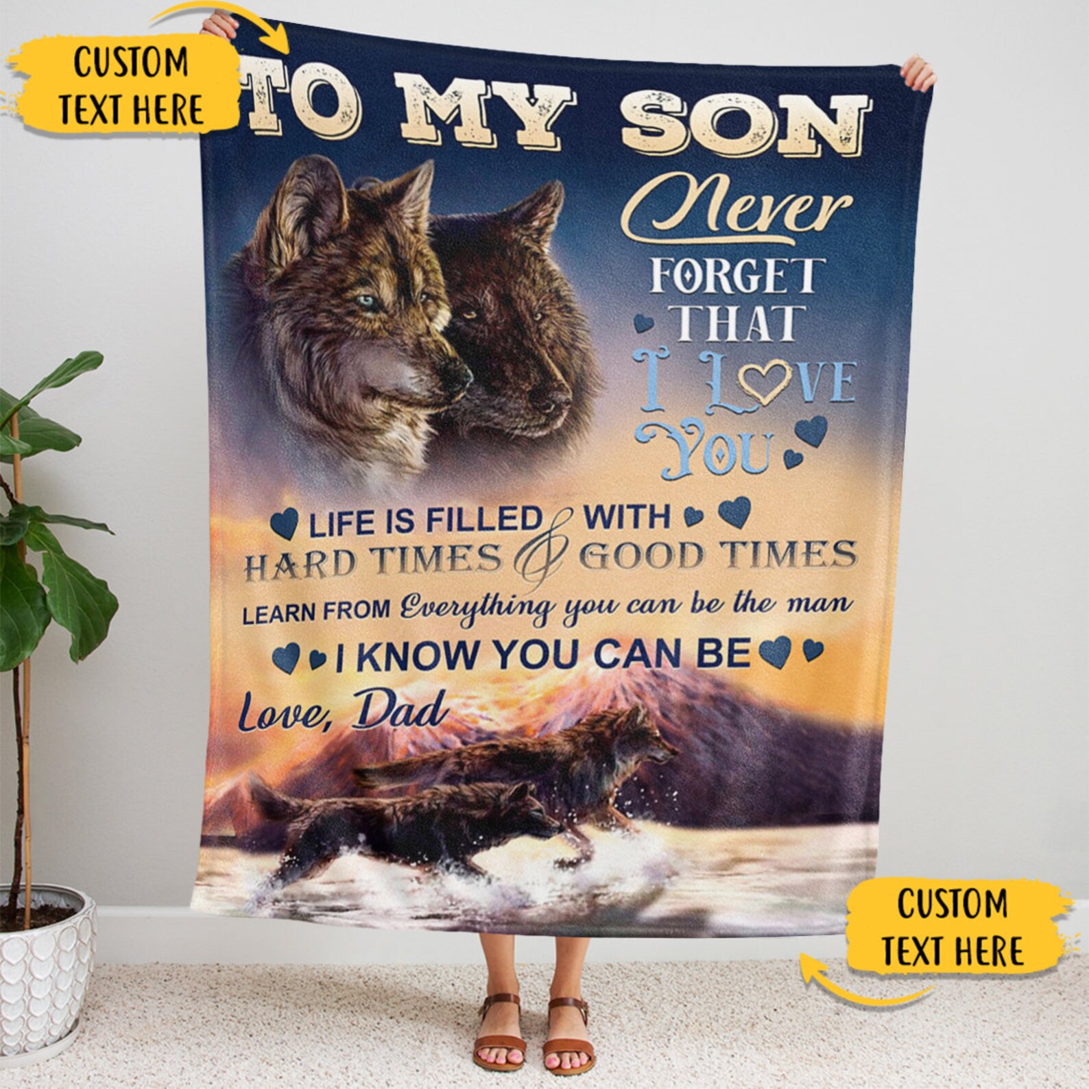 To My Son Blanket From Dad or Mom Personalized Throw Blankets Etsy