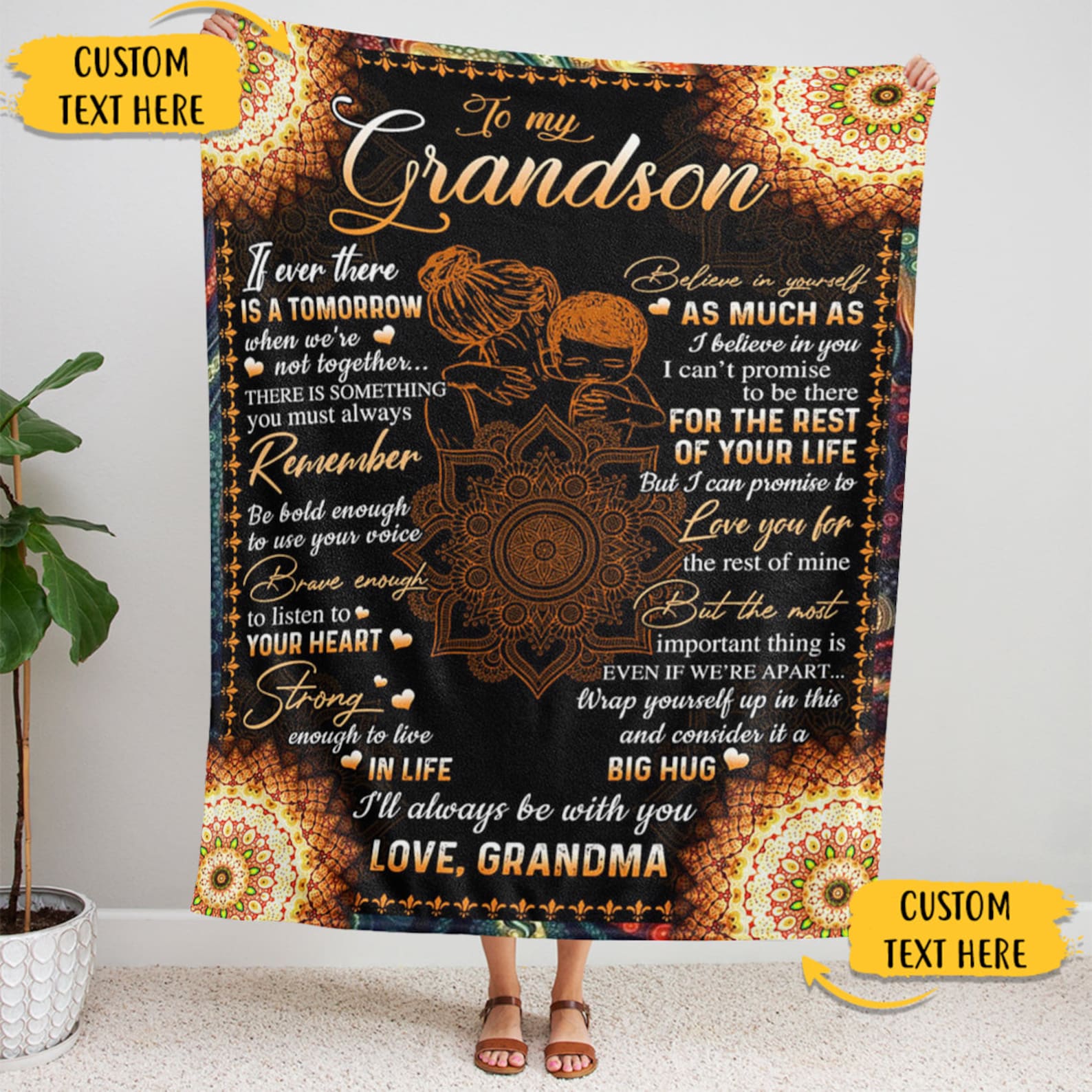 Personalized Blanket To My Grandson From Grandma Grandpa Etsy