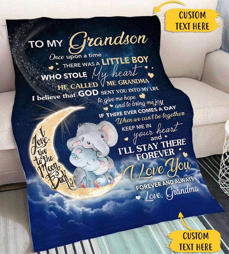 Personalized Blanket To My Grandson From Grandma Grandpa Etsy