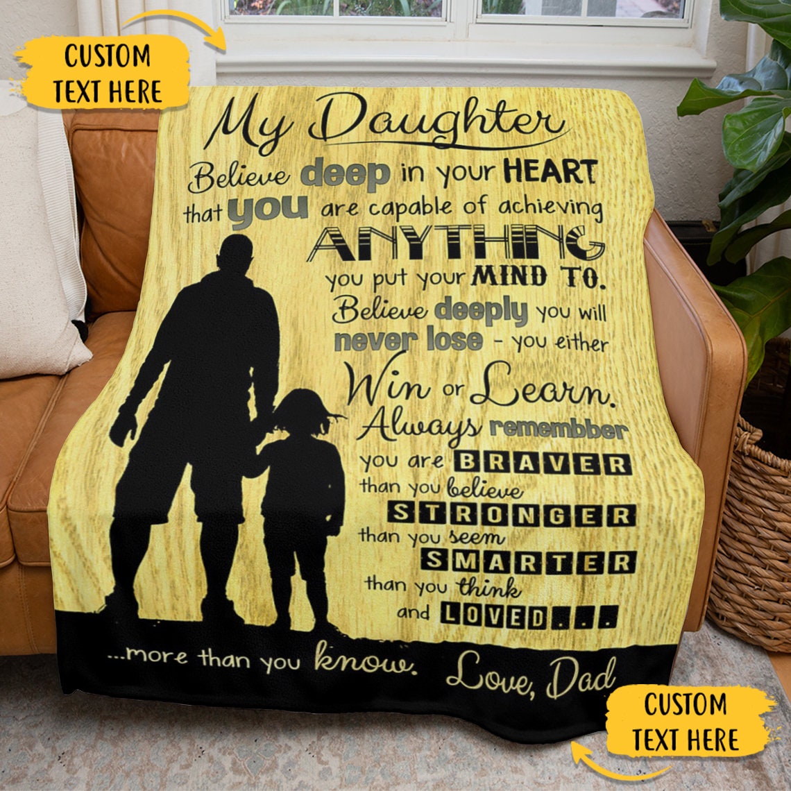 To My Daughter Blanket From Dad And Mom Personalized Blanket Etsy