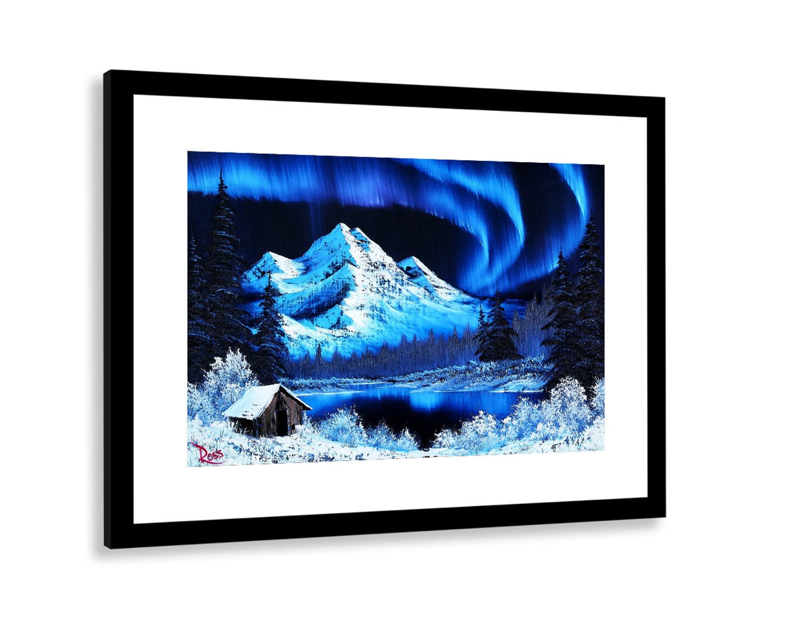Bob Ross Northern Lights Oil Painting Picture Frame Wall Art Etsy