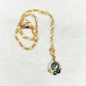 Abalone Shell Pendant Necklace, With Mixed Gemstones, Adjustable Necklace, Intuition, Emotional Expression Energy