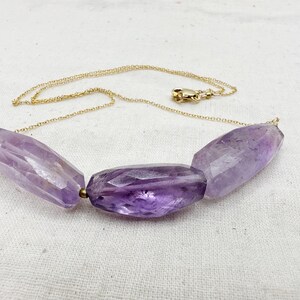 Amethyst Nugget Necklace, Chunky Stone Necklace, Facet Cut Amethyst, Intuition, Spiritual Balance Energy
