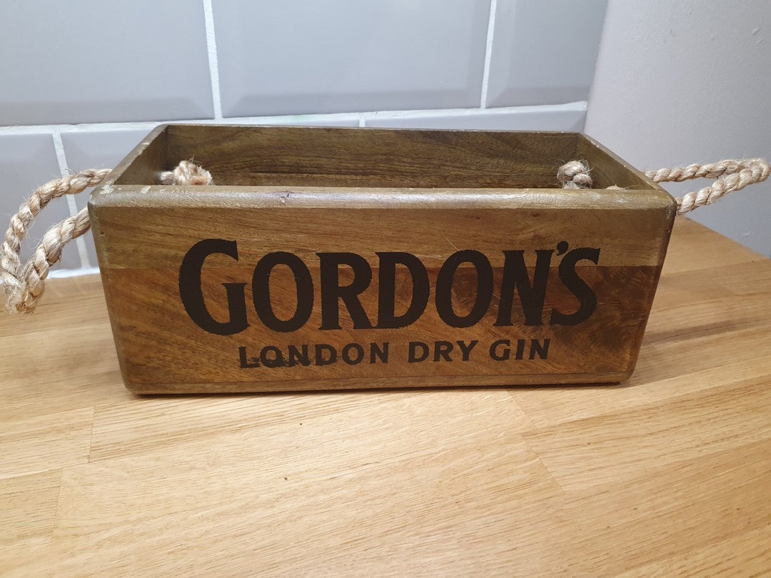 Solid Wooden Storage Box With Rope Handles GIN Gordons London Etsy