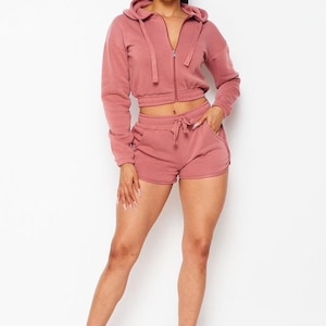 2 stuks full zip korte fleece set