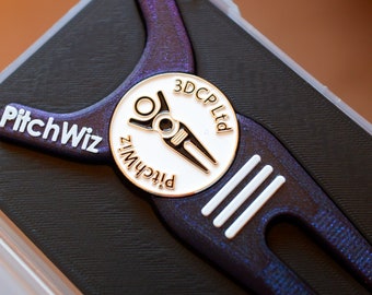PitchWiz V2 4in1 Golf Tool - Golf Club Rest/Prop, Ball Marker, Pitch Repair, Putting Aid Xmas