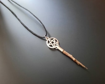 Real Blackthorn Pendant, Witch Talisman Necklace, Pentagram, Dark Magic Gothic Witchy Jewelry