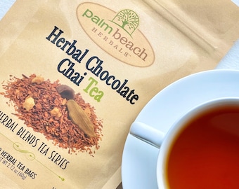 Té Chai con chocolate y hierbas: serie de tés de hierbas puros de Palm Beach Herbals (30 bolsitas de té) 100 % natural