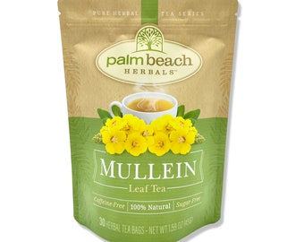 Mullein Leaf Tea - Pure Herbal Tea Series by Palm Beach Herbals (30 Tea Bags) 100% Natural