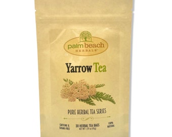 Yarrow Tea - Pure Herbal Tea Series by Palm Beach Herbals (30 Tea Bags) 100% All Natural