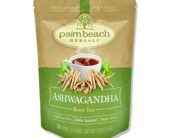 Ashwagandha Root Tea - Pure Herbal Tea Series door Palm Beach Herbals (30 Theezakjes) 100% Natuurlijk