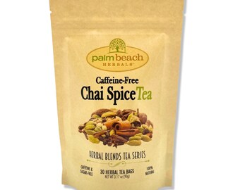 Té de hierbas Chai Spice Blend/Descafeinado - Serie de tés Herbal Blends de Palm Beach Herbals (30 bolsitas de té) 100 % natural