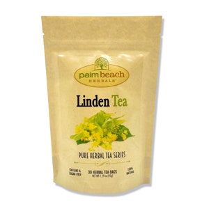 Linden Tea Pure Herbal Tea Series by Palm Beach Herbals 30 Tea Bags 100% All Natural image 1
