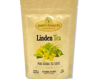Linden Tea - Pure Herbal Tea Series by Palm Beach Herbals (30 Tea Bags) 100% All Natural